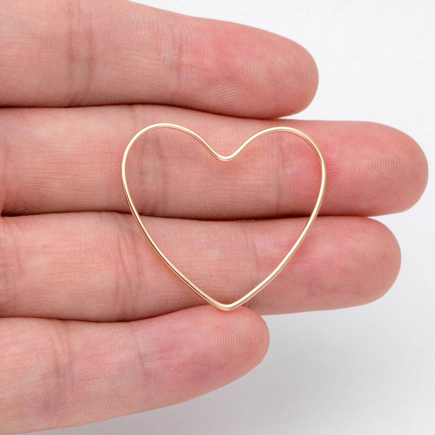 10pcs Gold Heart Link Charms, 18K Gold plated Brass, Heart Hoop Pendants 28x32mm (GB-2931)