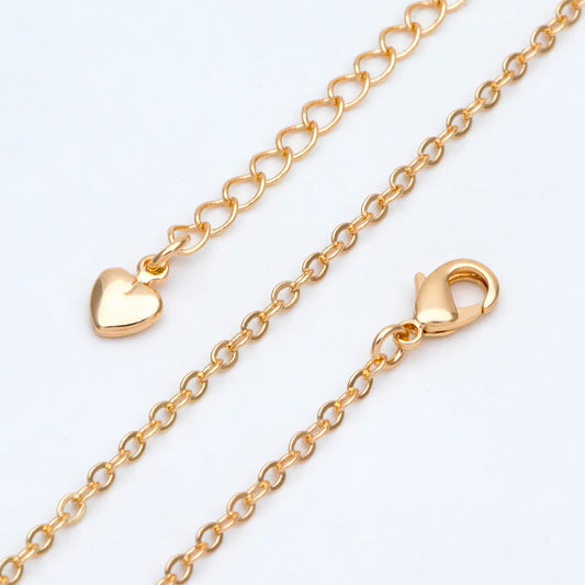 Dainty Cable Chain Necklace, Gold Necklace with Extender Chain, 16-19 Inch Adjustable, Ready to Wear (#LK-536)
