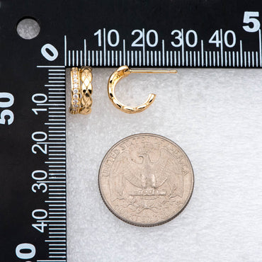 4pcs CZ Pave Gold Circle Earring Posts, Gold plated Brass, Geometric Stud Earrings (GB-2934)