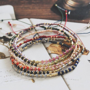 Adjustable String Bracelet, Miyuki Bracelet, Stone Bracelet, Tiny Beaded Bracelets, Layering Bracelet, Boho Bracelet (RM-62)