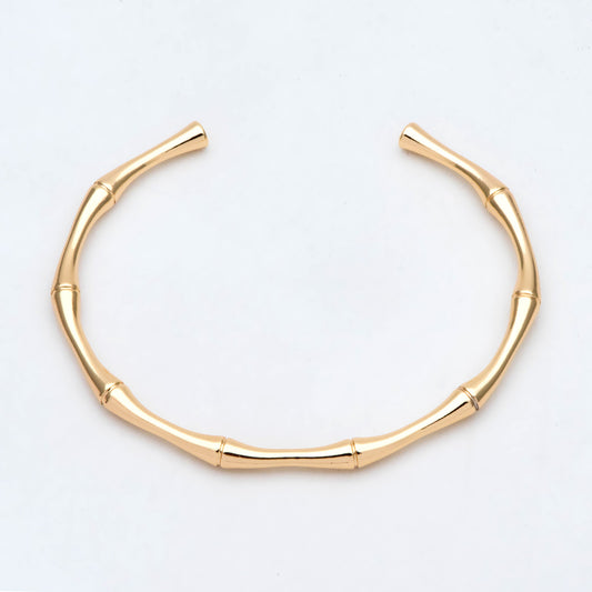1pcs Gold Bamboo Cuff Bracelet, Stackable Bracelets, Adjustable Bangle Bracelet (#GB-2939)
