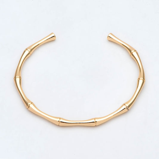 1pcs Gold Bamboo Cuff Bracelet, Stackable Bracelets, Adjustable Bangle Bracelet (#GB-2939)