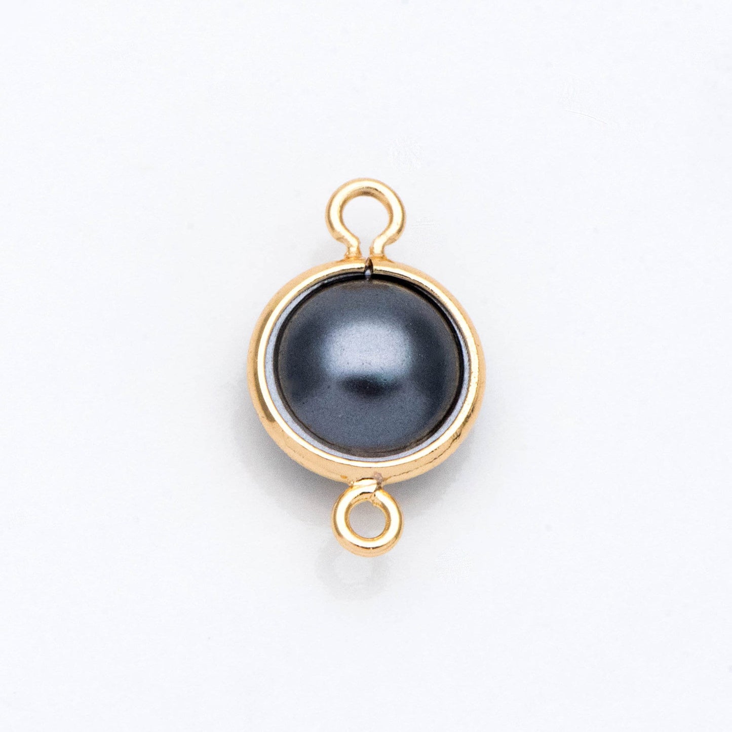 10pcs Gold Framed Faux Pearl Charms, 18K Gold plated Brass, Faux Pearl Connectors (GB-133)