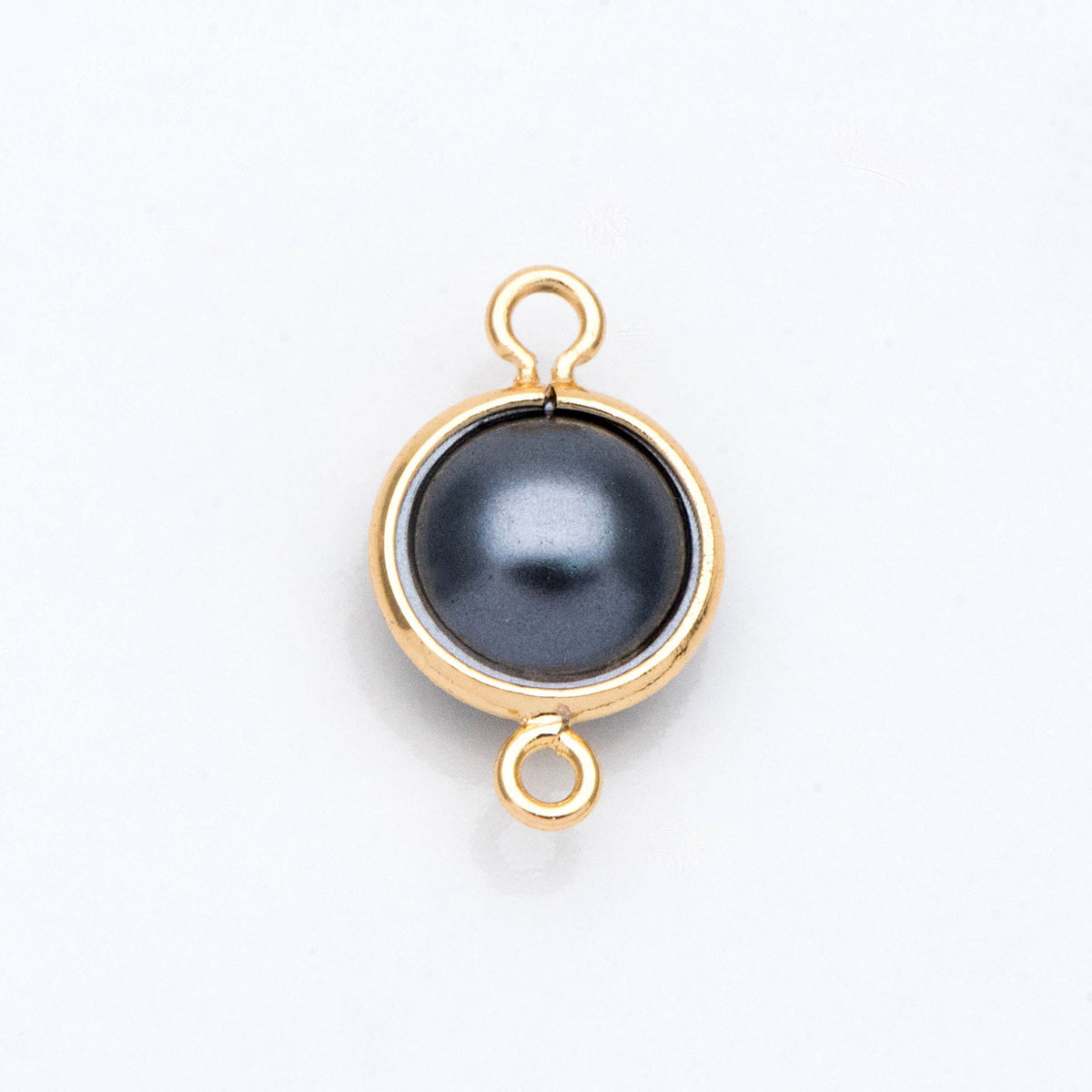10pcs Gold Framed Faux Pearl Charms, 18K Gold plated Brass, Faux Pearl Connectors (GB-133)