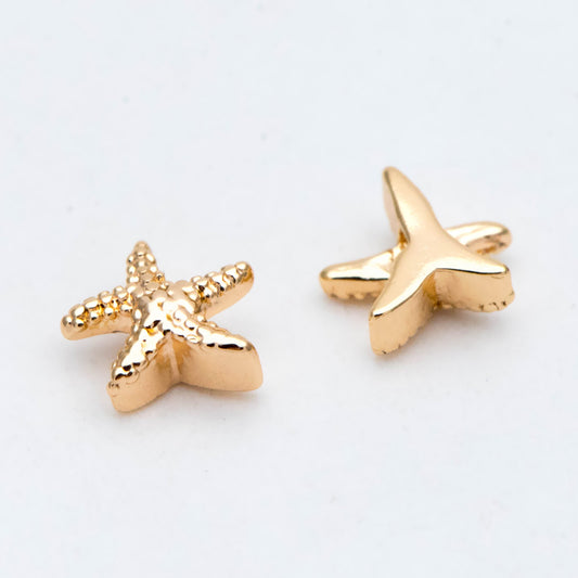 10pcs Gold Starfish Spacer Beads, Real Gold Plated Brass, Jewelry Making, Diy Material, Jewelry Supplies (GB-2978)