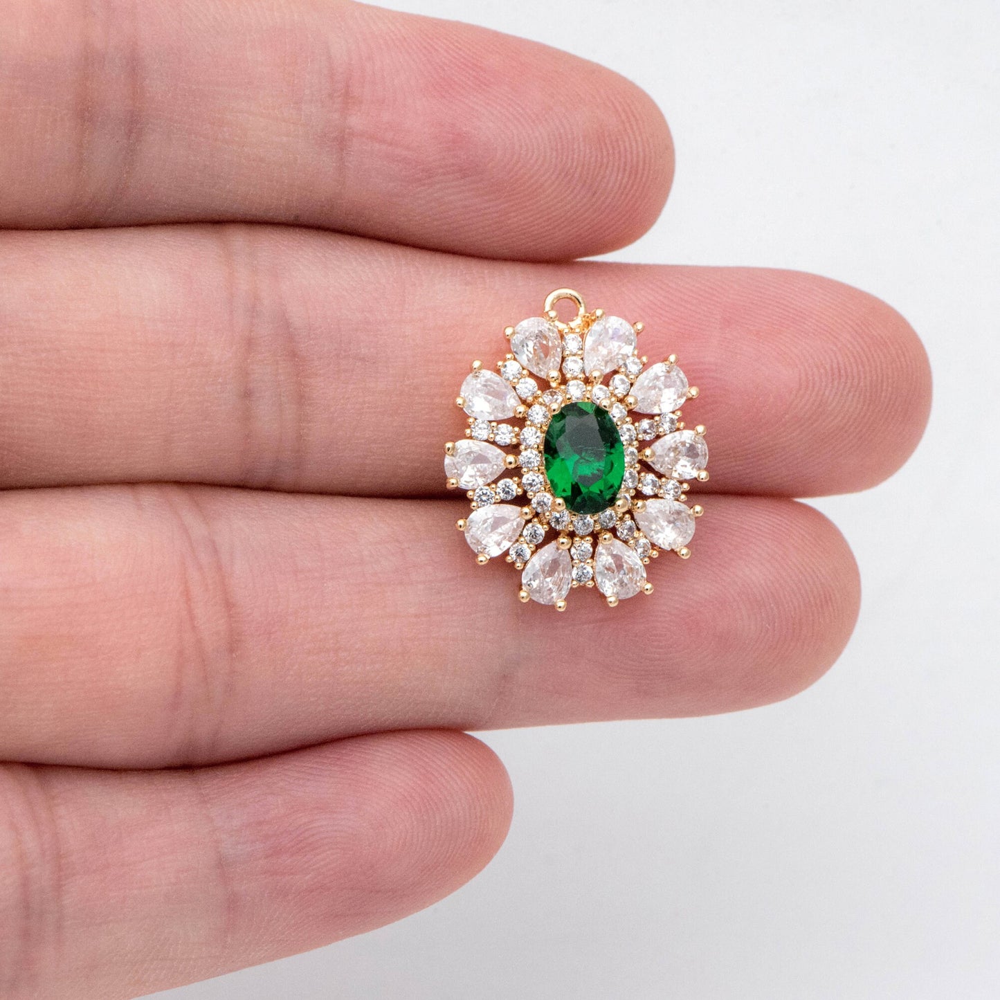 4pcs CZ Pave Gold Earring Charm, Cubic Drop Pendant, Cubic Charm, Bridal Earring, Wedding Jewelry, Wedding Earrings Charm (GB-3011)