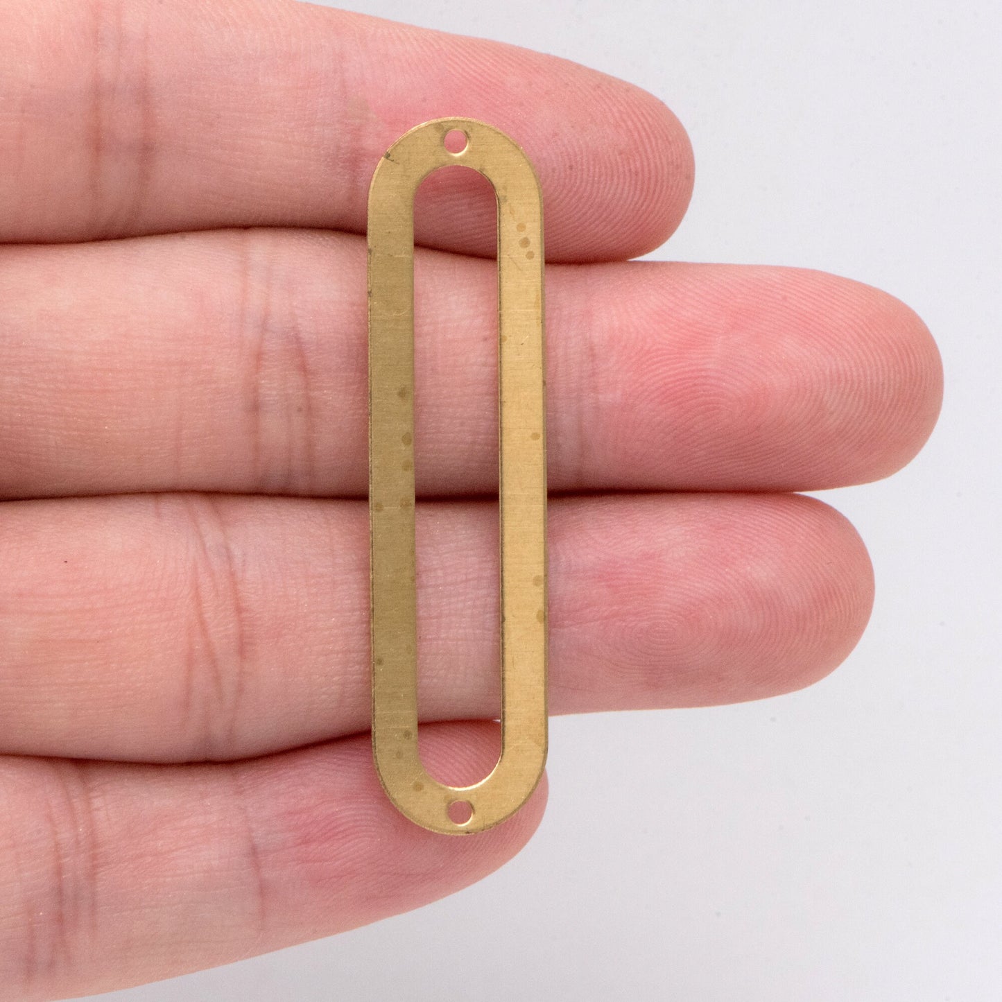 10pcs Raw Brass Oval Connector Pendants 46x12mm, Geometric Charms Wholesale (RB-216)