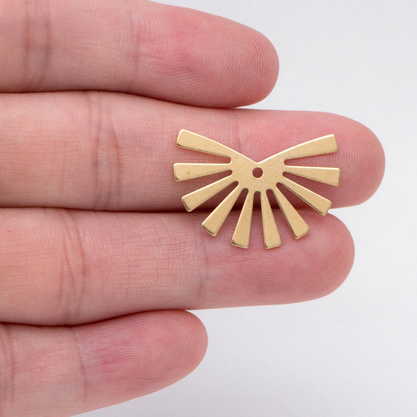 10pcs Raw Brass Sun Charm 17x25mm, Solid Brass Fan Pendants Wholesale (RB-217)