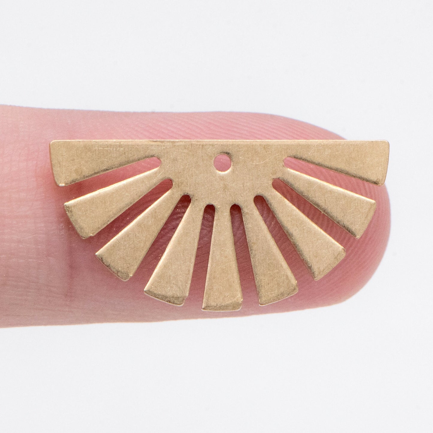 10pcs Raw Brass Half Sun Charm Pendants 12x24mm, Solid Brass Semicircle Pendants (RB-229)