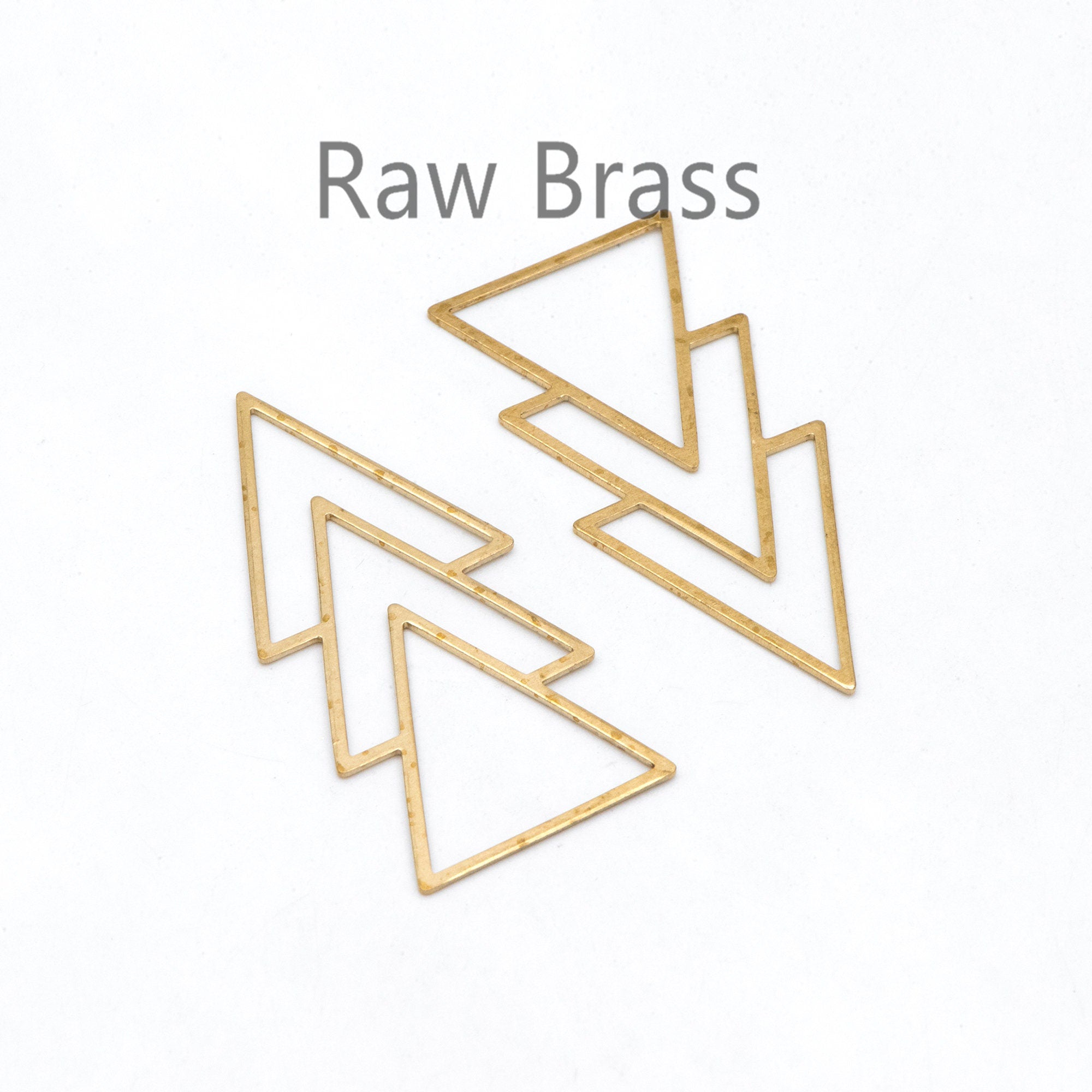 10pcs Raw Brass Triangle Charm Connectors, Solid Brass Geometric Pendants Wholesale (RB-235)