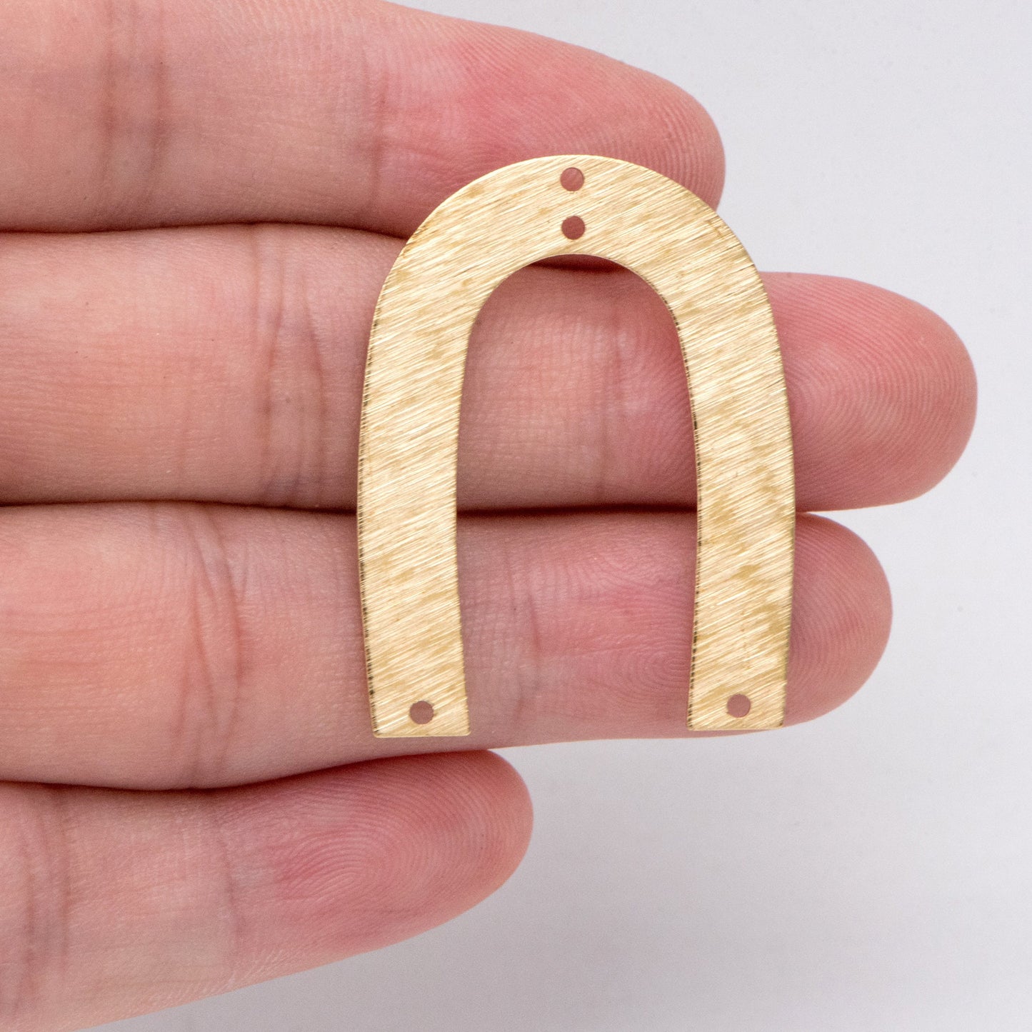 10pcs Raw Brass Brushed U Shaped Connectors With 4 Holes, Brass Findings Wholesale (RB-207)