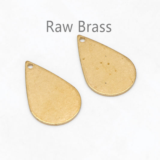 20pcs Raw Brass Teardrop Pendants 22x14mm, Geometric Teardrop Charms (RB-209)