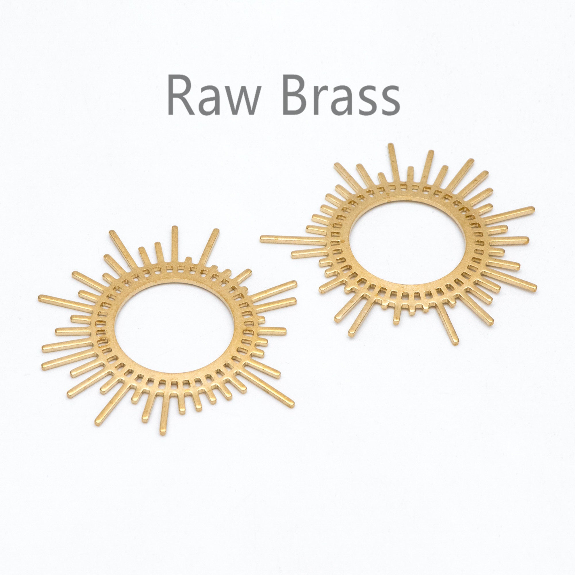 10pcs Raw Brass Sun Charm Pendants 45x42mm, Brass Findings Wholesale (RB-234)