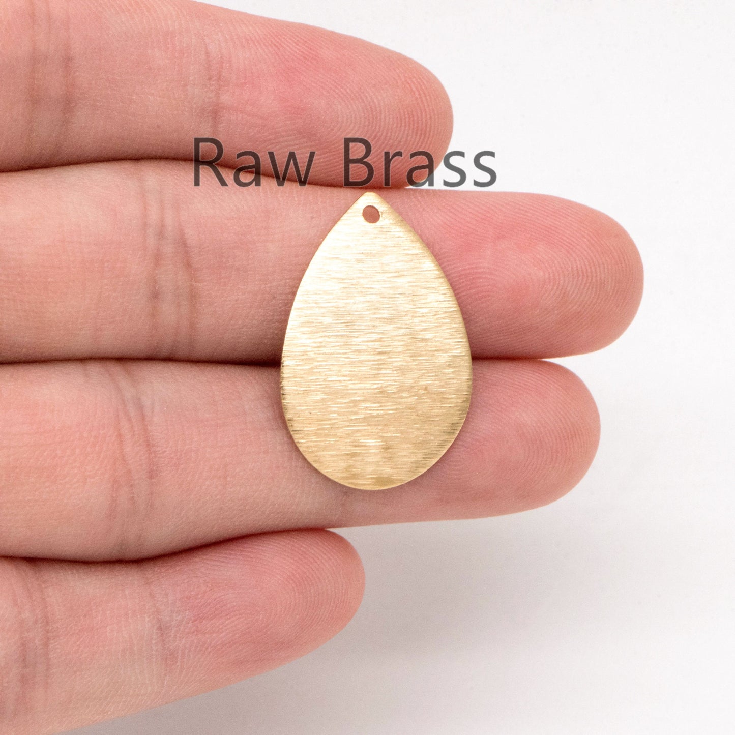 10pcs Raw Brass Brushed Teardrop Pendants 26x17mm, Geometric Curved Teardrop Charms (RB-204)