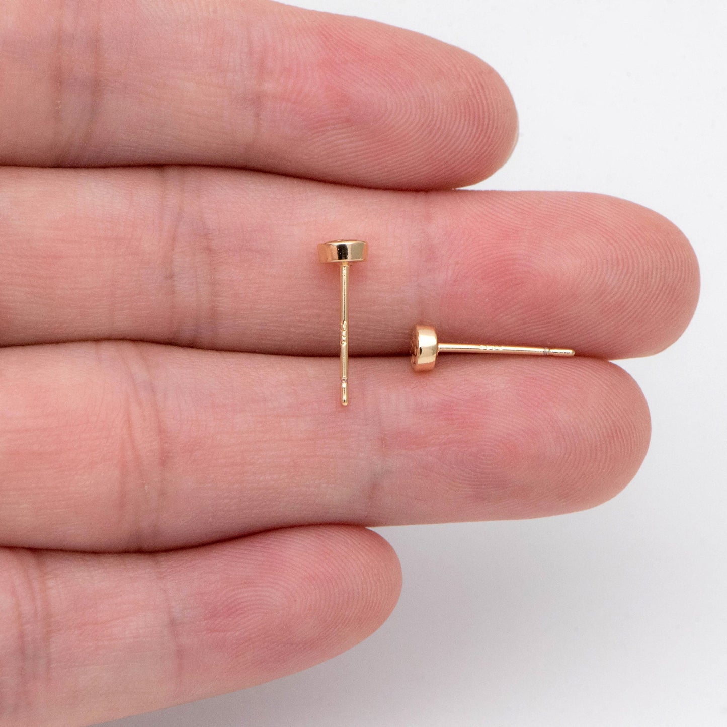 10pcs Gold/ Silver Hammered Round Coin Stud Earring, 18K Gold/ Rhodium plated Brass, Geometric Ear Posts (GB-2950)