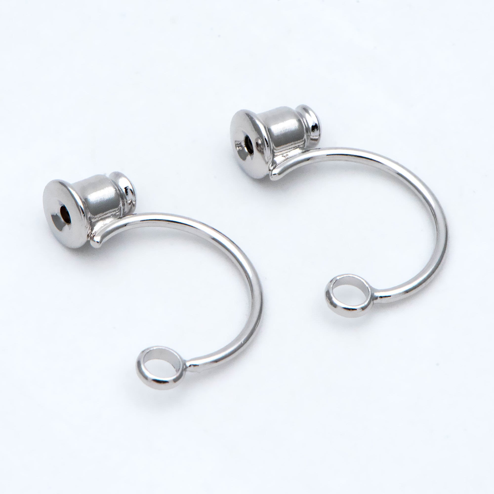 10pcs Ear Back Stopper, Earring Nut with Loop, Ear Jacket Jewelry Findings, Gold/ Rhodium plated Brass (#GB-2953)