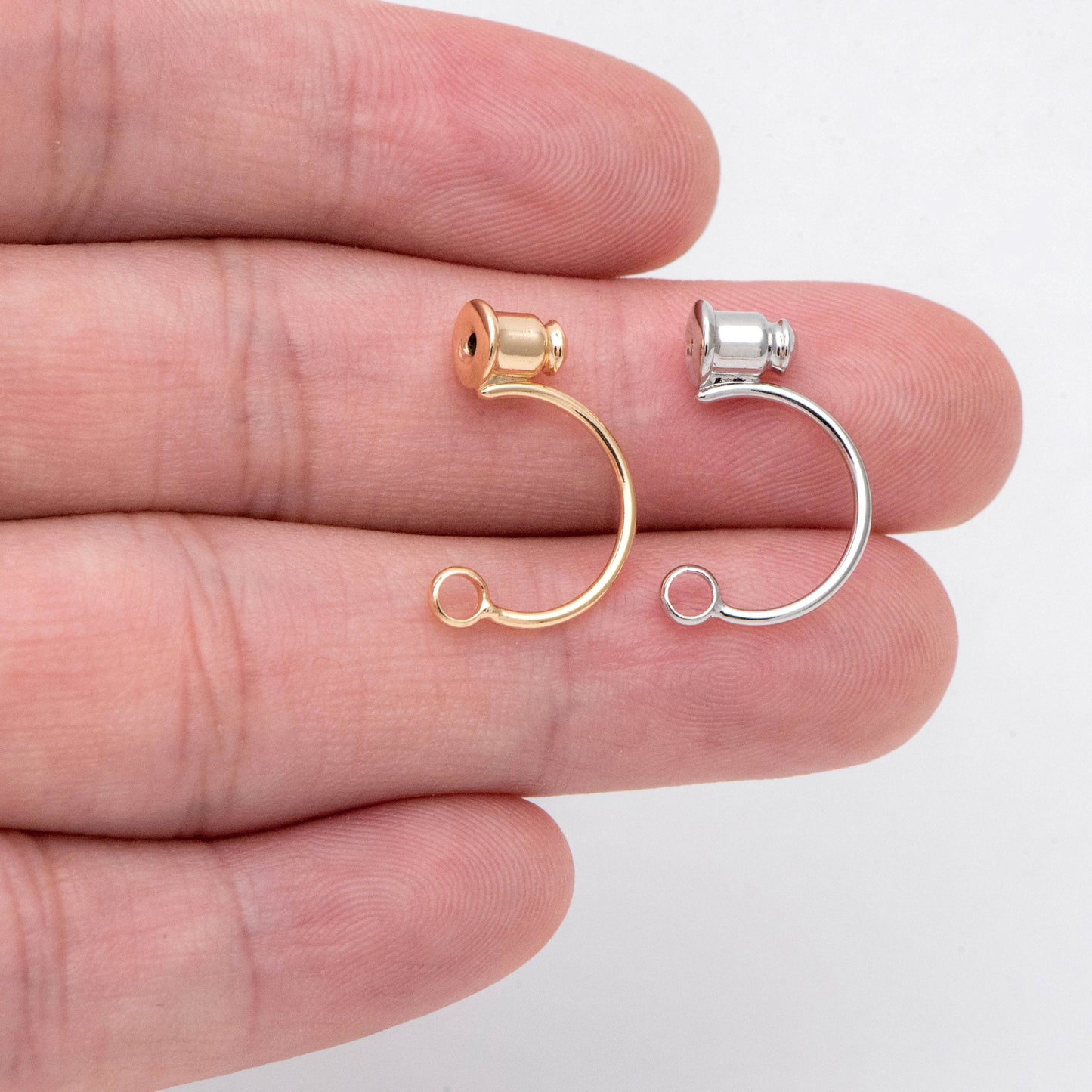 10pcs Ear Back Stopper, Earring Nut with Loop, Ear Jacket Jewelry Findings, Gold/ Rhodium plated Brass (#GB-2953)
