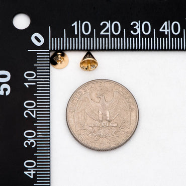 10pcs Gold Cone Bead Caps, Real Gold plated Brass, Peg For Half Drilled Pearl Mounts, Peg Pearl Findings (GB-4773-B)