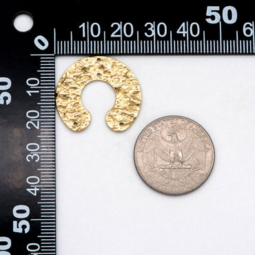 10pcs Raw Brass Hammered C Shaped Connectors 23x26mm, Brass Findings Wholesale (RB-250)