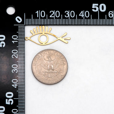 10pcs Raw Brass Evil Eye Charm Pendants, Brass Findings Wholesale (RB-266)