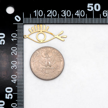10pcs Raw Brass Evil Eye Charm Pendants, Brass Findings Wholesale (RB-266)