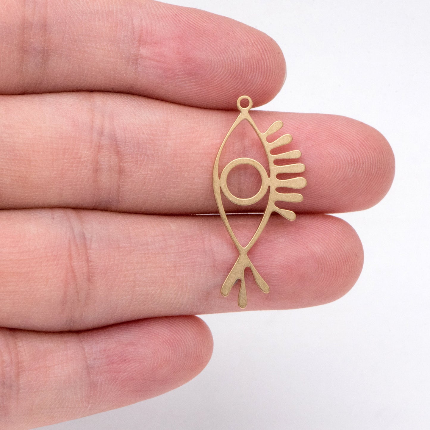 10pcs Raw Brass Evil Eye Charm Pendants, Brass Findings Wholesale (RB-266)