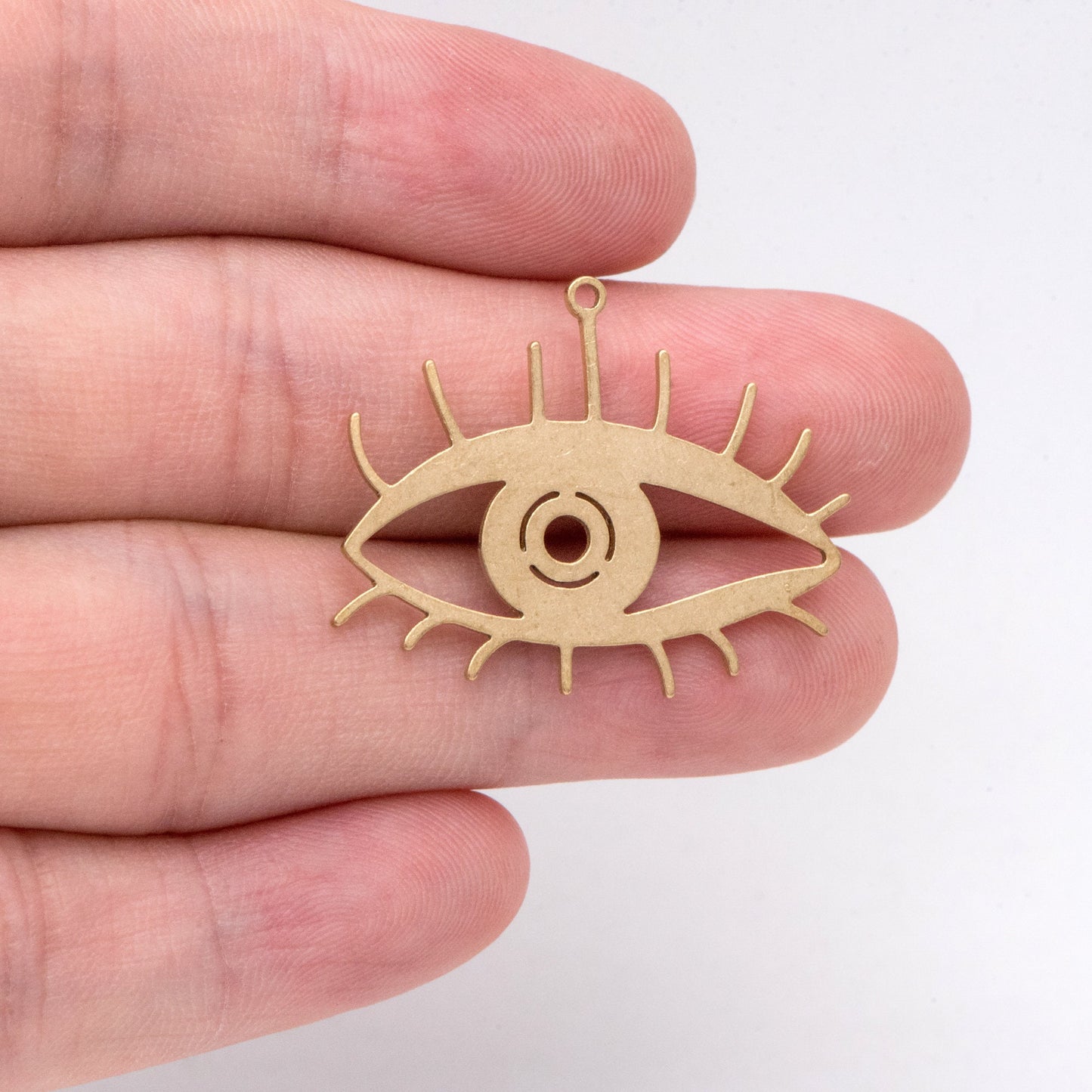 10pcs Raw Brass Evil Eye Charm Pendants 24.5x10.5mm, Brass Findings Wholesale (RB-268)
