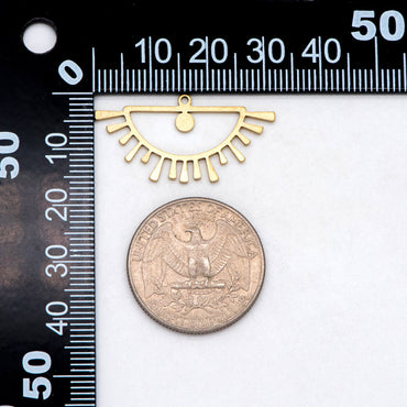 10pcs Raw Brass Half Sun Charms 16x32mm, Solid Brass Fan Pendants Wholesale (RB-274)