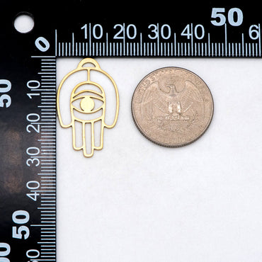 10pcs Raw Brass Hamsa Hand Charm Pendants 30x18mm, Brass Findings Wholesale (RB-275)