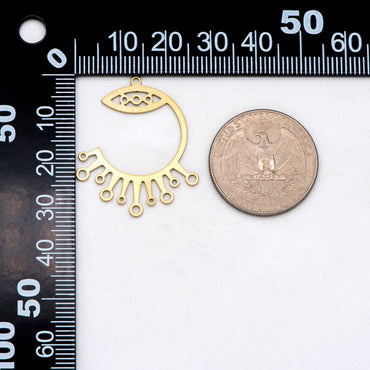 10pcs Raw Brass C Shaped Charm Pendants With Multiloop 31.5x27mm, Brass Findings Wholesale (RB-276)