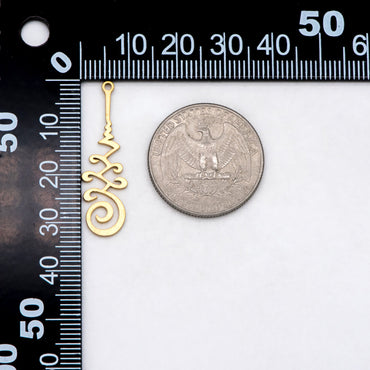 10pcs Raw Brass Flower Charm Pendants 33x10mm, Brass Findings Wholesale (RB-257)