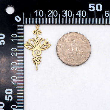 10pcs Raw Brass Flower Charm Pendants 32.5x19mm, Brass Findings Wholesale (RB-259)