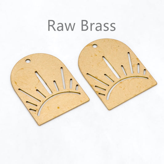 10pcs Raw Brass U Shape Sun Charm Pendants 30x22mm, Brass Findings Wholesale (RB-286)