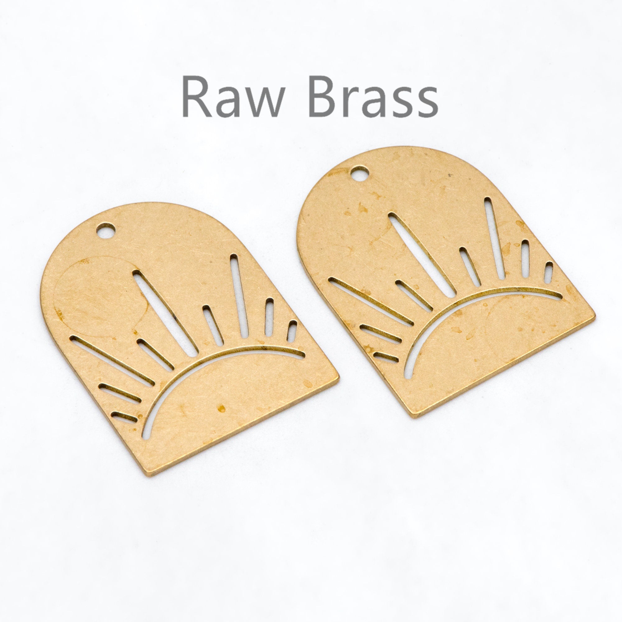 10pcs Raw Brass U Shape Sun Charm Pendants 30x22mm, Brass Findings Wholesale (RB-286)