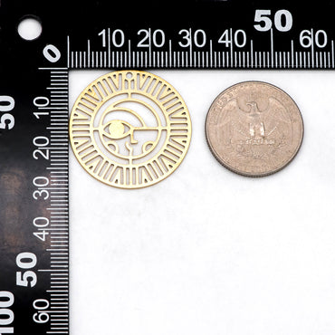 10pcs Raw Brass Hollow Round Charm Pendants 30mm, Brass Findings Wholesale (RB-287)