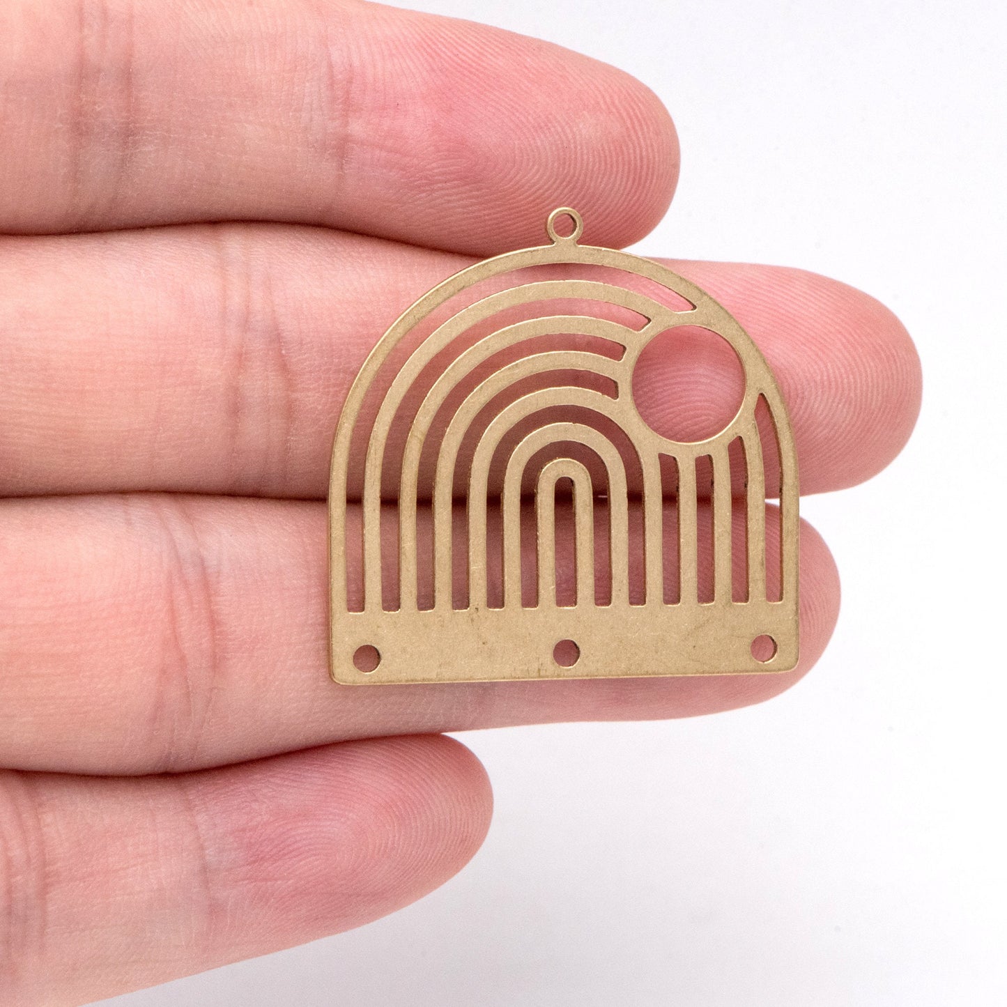 10pcs Raw Brass Domed Charm Connectors 29x30mm, Brass Findings Wholesale (RB-288)