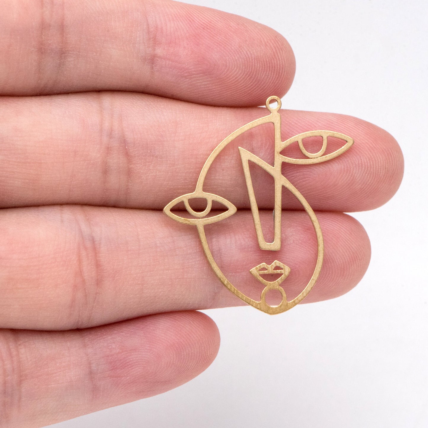 10pcs Raw Brass Abstrack Face Outline Charms 31.5x28.5mm, Vintage Styled Face Pendants Wholesale (RB-293)