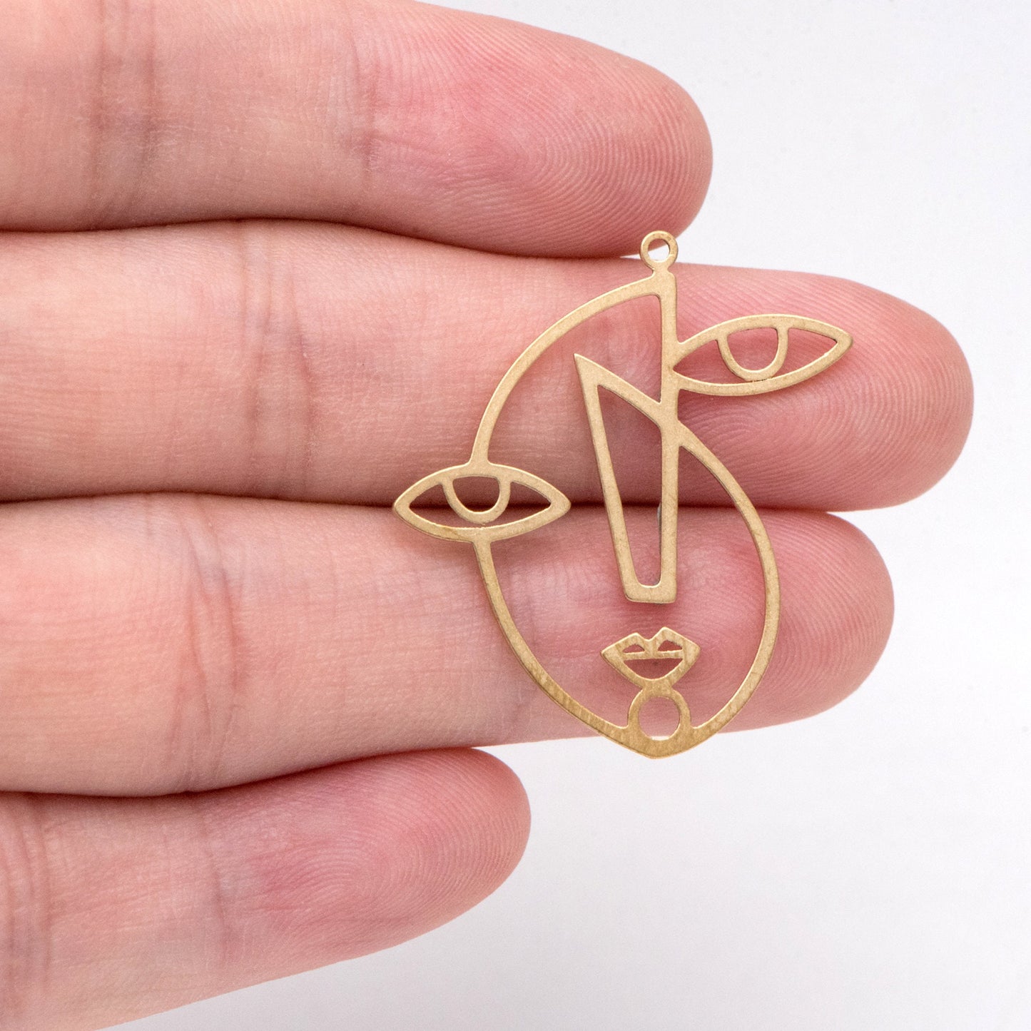 10pcs Raw Brass Abstrack Face Outline Charms 31.5x28.5mm, Vintage Styled Face Pendants Wholesale (RB-293)