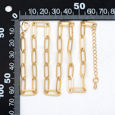 Gold/ Silver Paperclipe Chains 5mm, Finished Bracelet/ Anklet/ Necklace with Extender Chain, Ready to Wear (#LK-317)