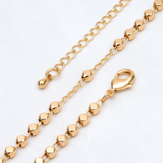 Gold plated Brass Bead Chains, Finished Bracelet/ Anklet/ Necklace with Extender Chain, Ready to Wear (#LK-193)