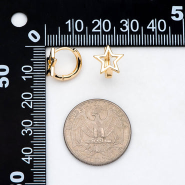 10pcs Gold Star Hoop Earrings, Huggie Earrings, Minimalist Earring, Small Gold Hoops Earring (GB-3009)