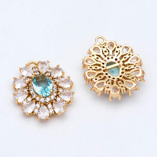 4pcs CZ Pave Gold Earring Charm, Cubic Drop Pendant, Cubic Charm, Bridal Earring, Wedding Jewelry, Wedding Earrings Charm (GB-3011)