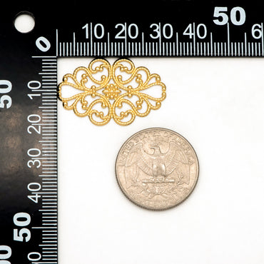 10pcs Raw Brass Filigree Charm Pendants 31.5x20mm, Brass Findings Wholesale (RB-197)