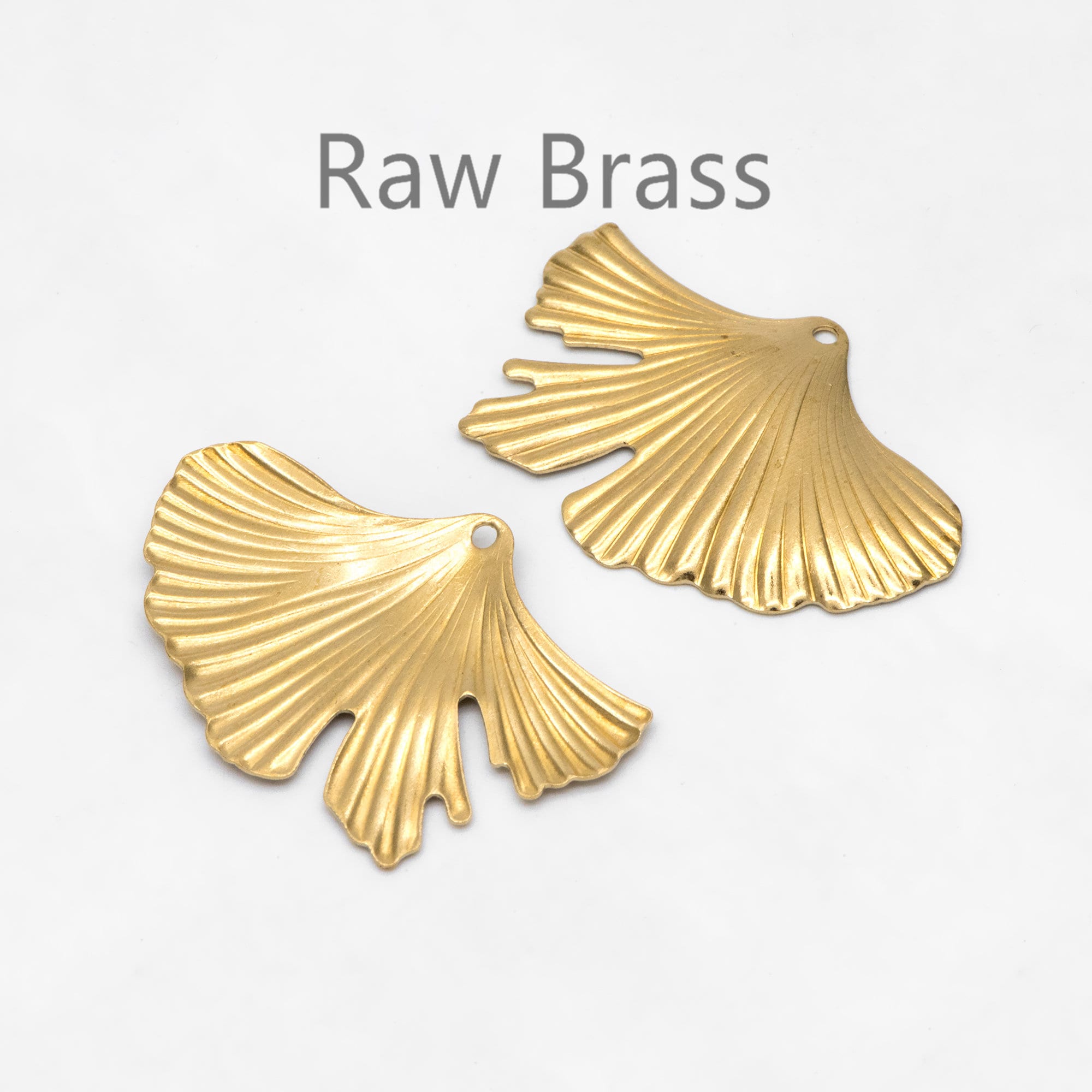 10pcs Raw Brass Ginkgo Leaf Charm Pendants 30x46mm, Brass Findings Wholesale (RB-298)