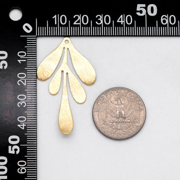 10pcs Raw Brass Brushed Leaf Charm Pendants 46x27mm, Brass Findings Wholesale (RB-300)