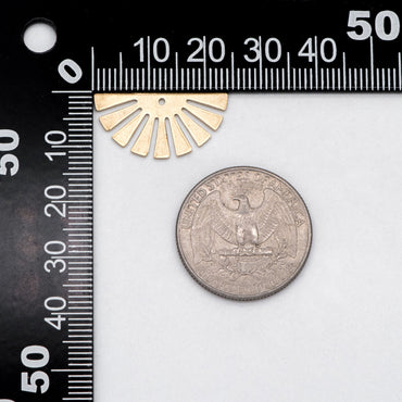 10pcs Raw Brass Half Sun Charm Pendants 12x24mm, Solid Brass Semicircle Pendants (RB-229)