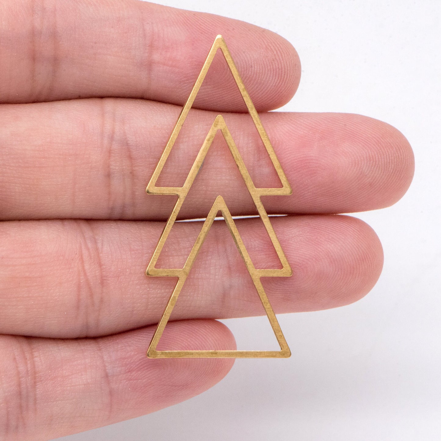 10pcs Raw Brass Triangle Charm Connectors, Solid Brass Geometric Pendants Wholesale (RB-235)