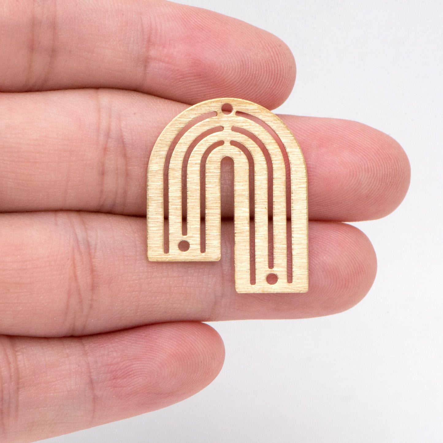 10pcs Raw Brass U Shaped Connectors With 3 Holes, Brass Findings Wholesale (RB-236)