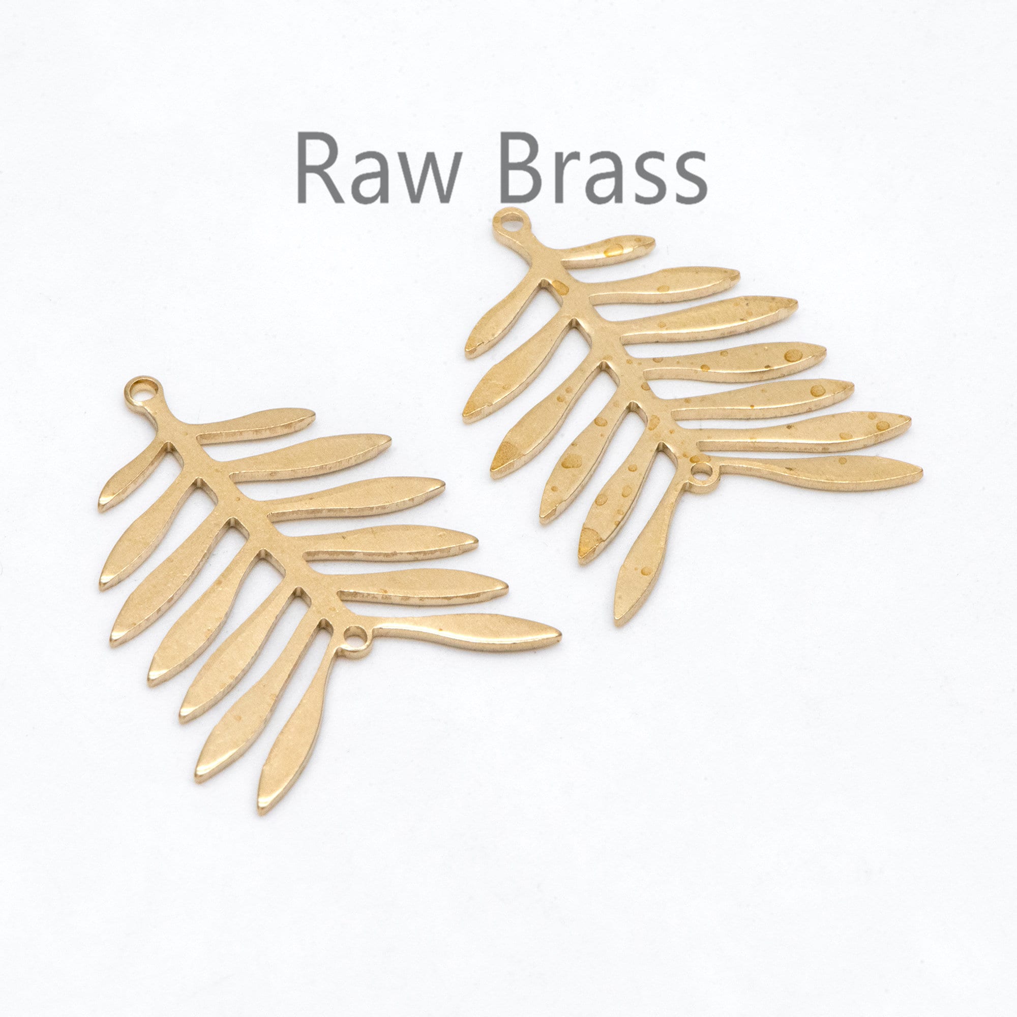 10pcs Raw Brass Leaf Charm Connectors 30x24mm, Brass Findings Wholesale (RB-247)