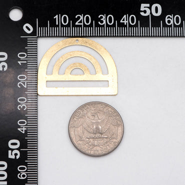 10pcs Raw Brass Fan Charms 26x35mm, Rainbow Shaped Brass Pendants Wholesale (RB-248)